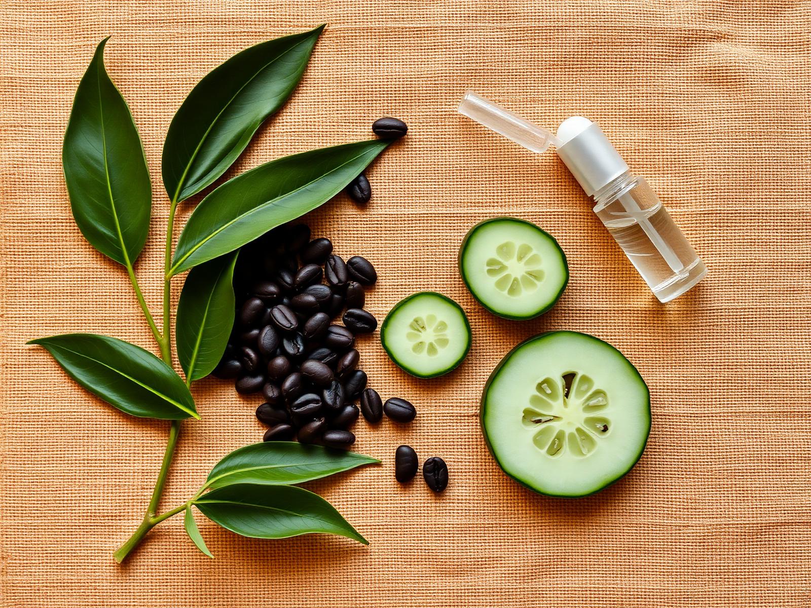 Botanical ingredients: green tea, coffee beans, cucumber and serum